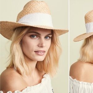 Hat Attack Summit Hat Summer Western Sun Straw Raffia White Fabric Band